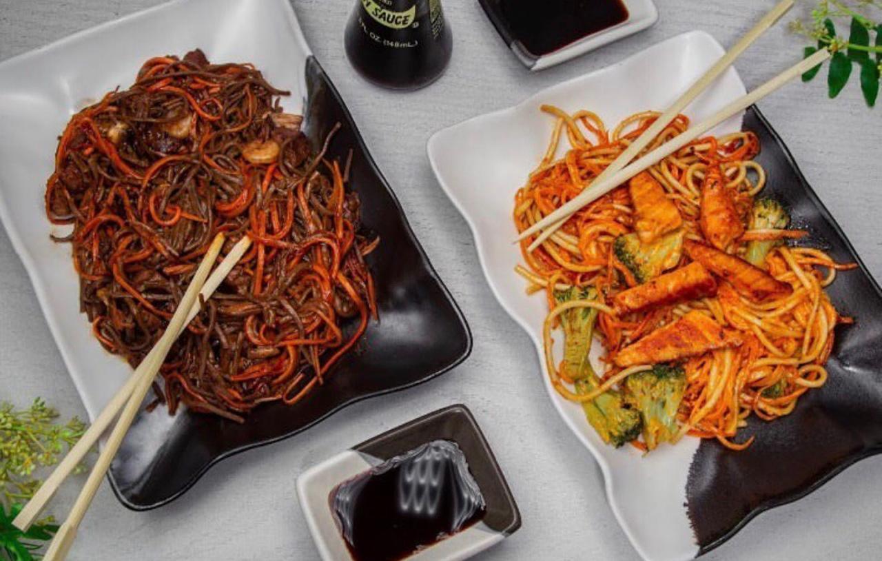 Noodle dishes with soy sauce